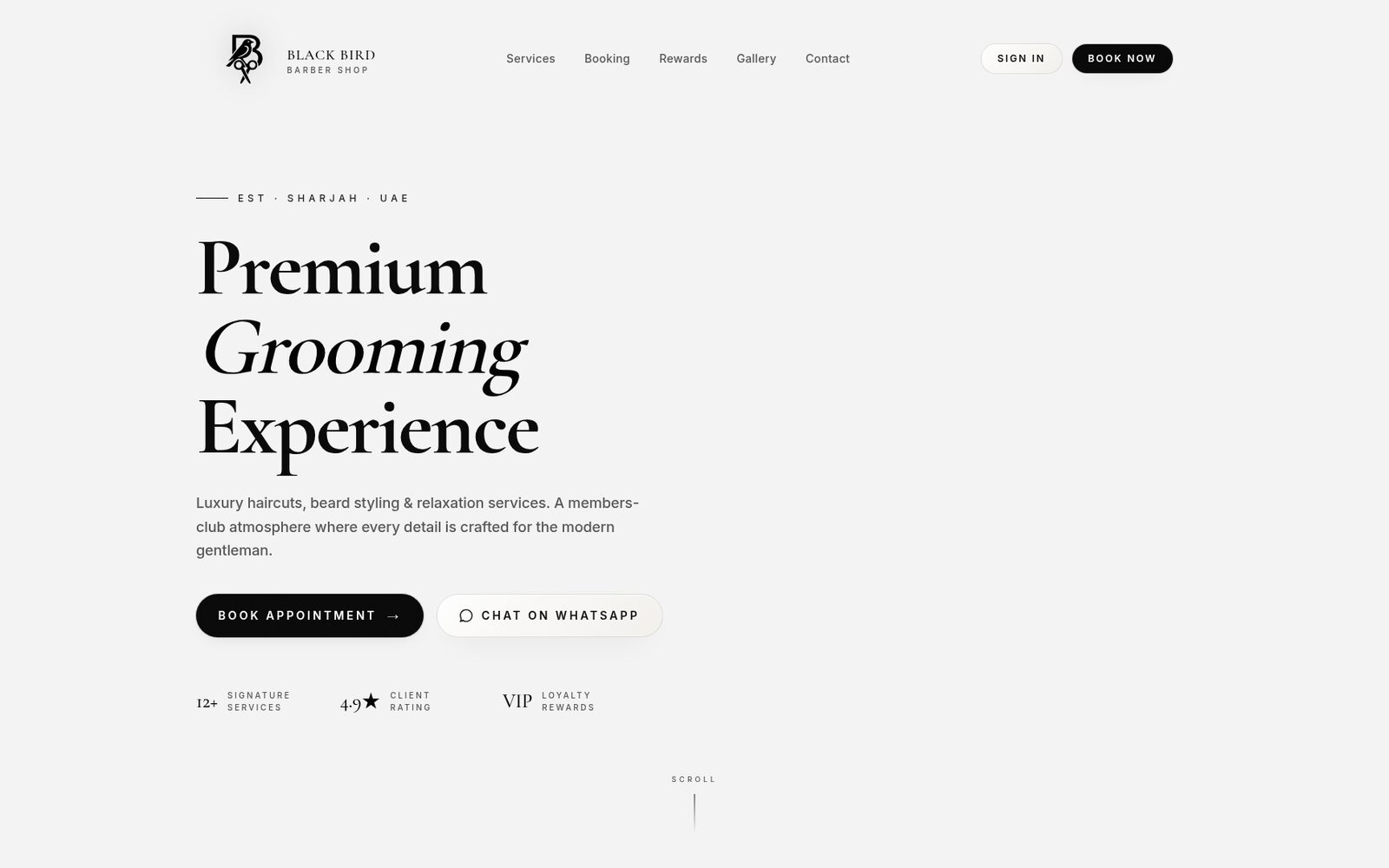 Black Bird Barber Shop website screenshot